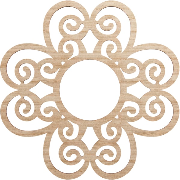 Ekena Millwork Cohen Wood Fretwork Pierced Ceiling Medallion, Alder, 18"OD x 6 1/8"ID x 3/8"T CMWP18X18X0375COAL - main
